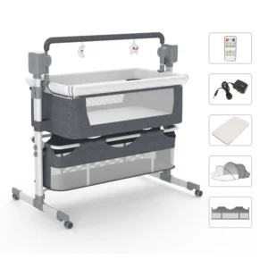 Newborn Rocking Bassinet with Remote, Wheels, 0-6M