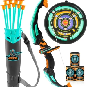 LED Light Up Archery Set. Target 9 Arrows  Ages 6+