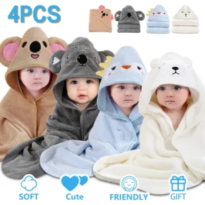 Soft 4PCS/Set Absorbent Baby Bath Towel Set 0-6yrs