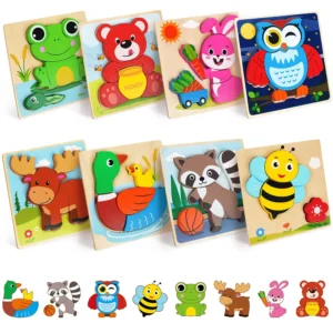 8 Wooden Animal Puzzles For Toddlers Boys Girls