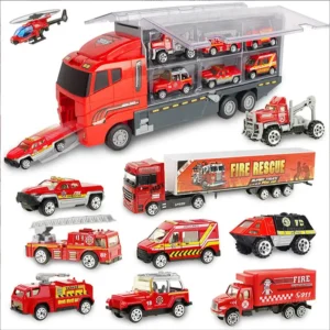 10 in 1 Vehicle Carrier Truck Set and Helicopter