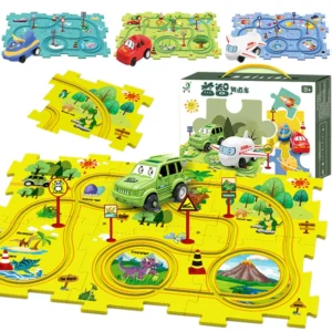 Montessori Railcar Puzzle Electric Race Car Track