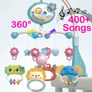 360° 4-Speed Musical Crib Mobile, Rotates & Lights