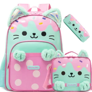 3PC Girls Backpack Set, Lunch Bag and Pencil Pouch