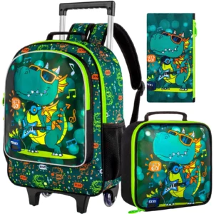 Preschooler Dinosaur Rolling Backpack for Boys 3Y+