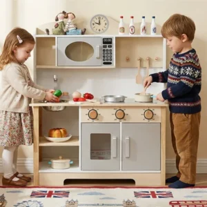Realistic Wooden Toddler Kitchen Set, Oven, Sink