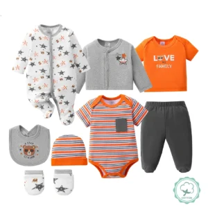 8pc Soft Unisex Newborn Layette Sets Spring Summer,