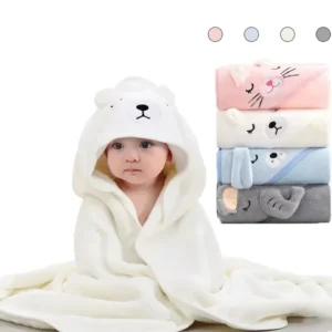 baby Blankets Swaddle Blanket Newborn Kids Fleece Towel Bedding Bath Bathrobe Toddler Infant TowelWith Hood Cartoon Coral